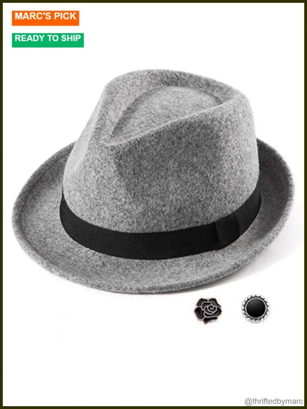 Trilby Fedora Hat 1920s Short Brim Wool Felt Panama Cap 7 1/4